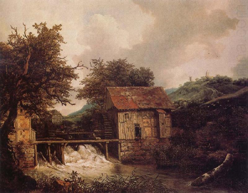 Jacob van Ruisdael Two Watermills and an open Sluice near Singraven china oil painting image